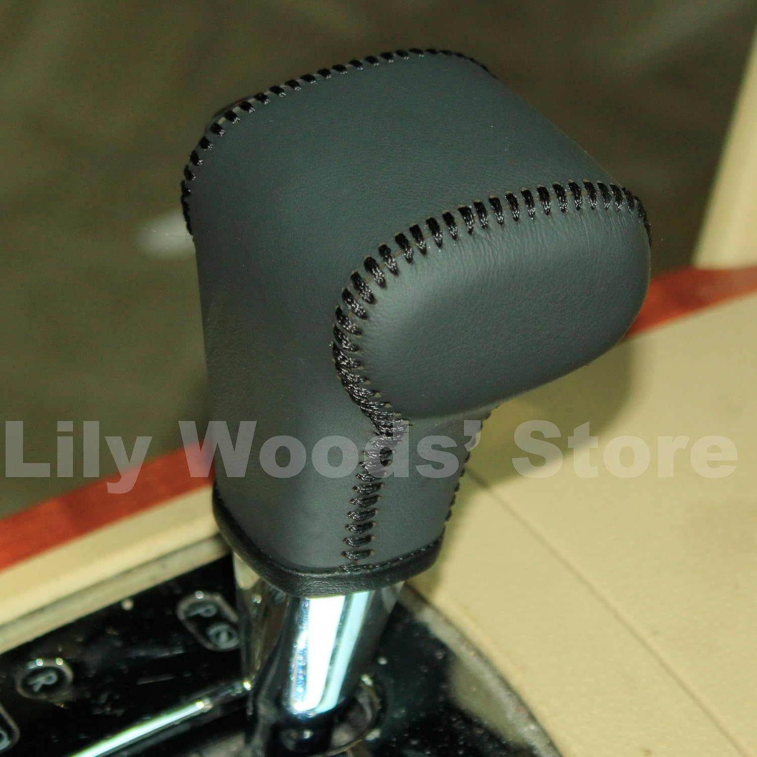 JI Loncky Custom Car Genuine Leather Gear Shift Knob Cover for Volkswagen VW Golf 2010 2011 / VW Eos 2007-2011 / Tiguan 2009 2010 / Volkswagen Rabbit 2006-2009 / Jetta 2005-2010 Automatic Accessories