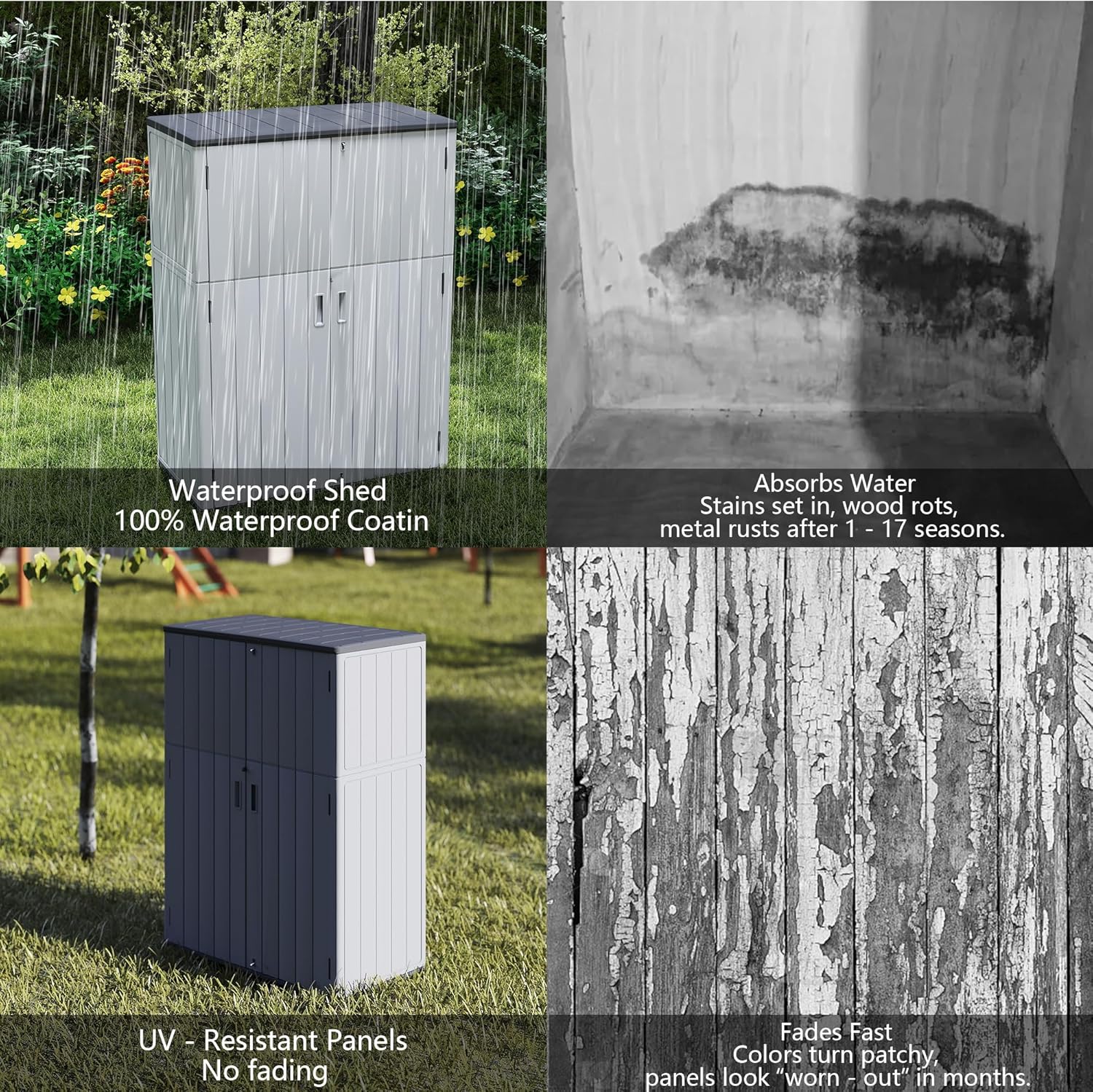 Multi-Function Gray Storage Tower, Measuring 52x28x69 Inches - A Weatherproof Solution for Organizing Tall Tools and Storage