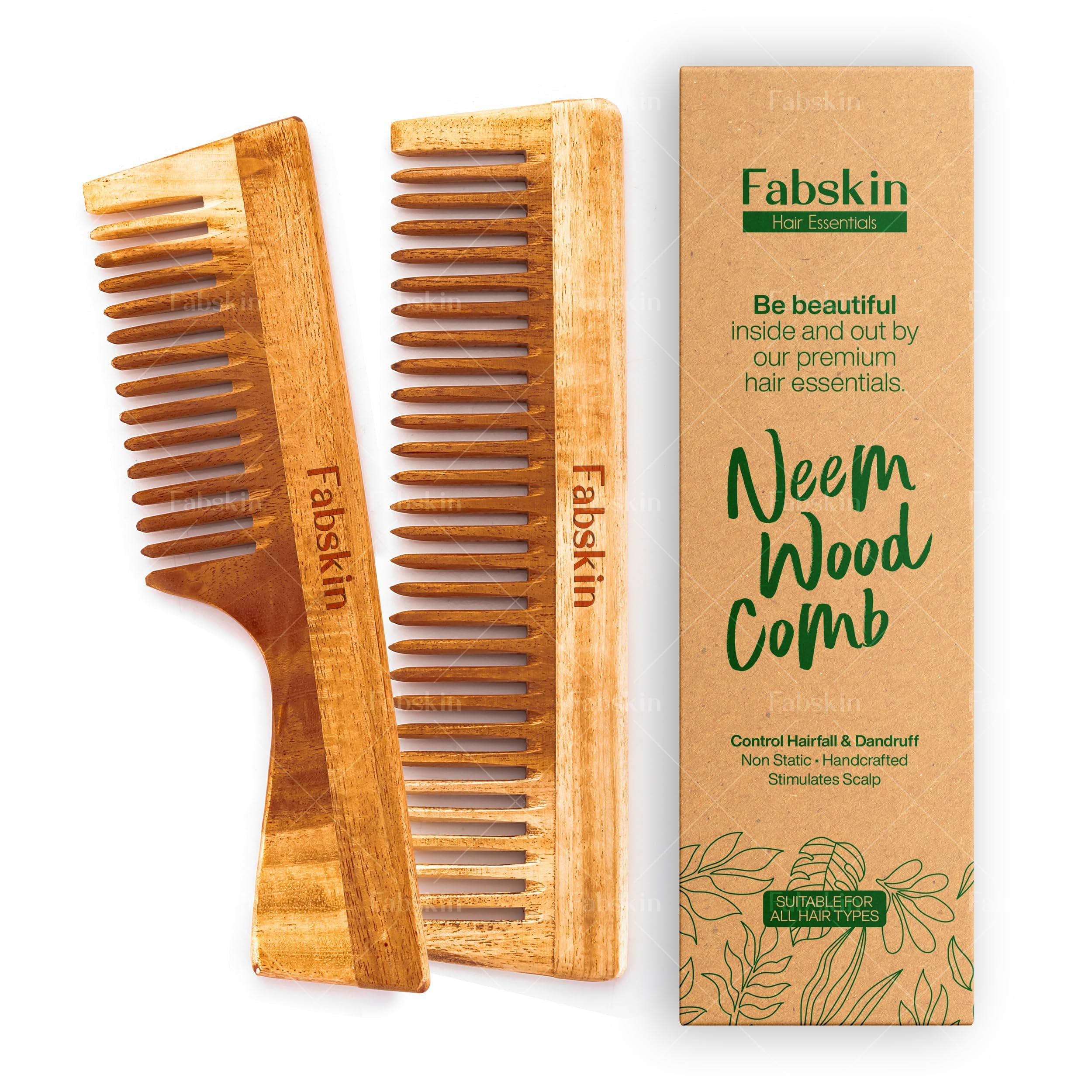 Fabskin Neem Wooden Comb - Detangle & Shine -7
