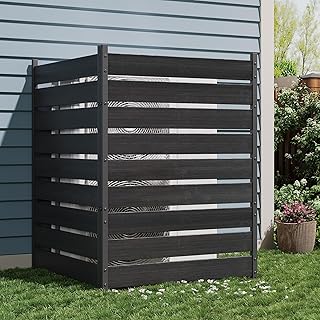 GarveeLife 49" h x 38" w (2 Panels) Cedar Privacy Screen,Trash Can Fence, Air Conditioner Fence, Wood Fence Panel,Ideal Outdoor Privacy Wall, Pool Equipment Enclosure,Black