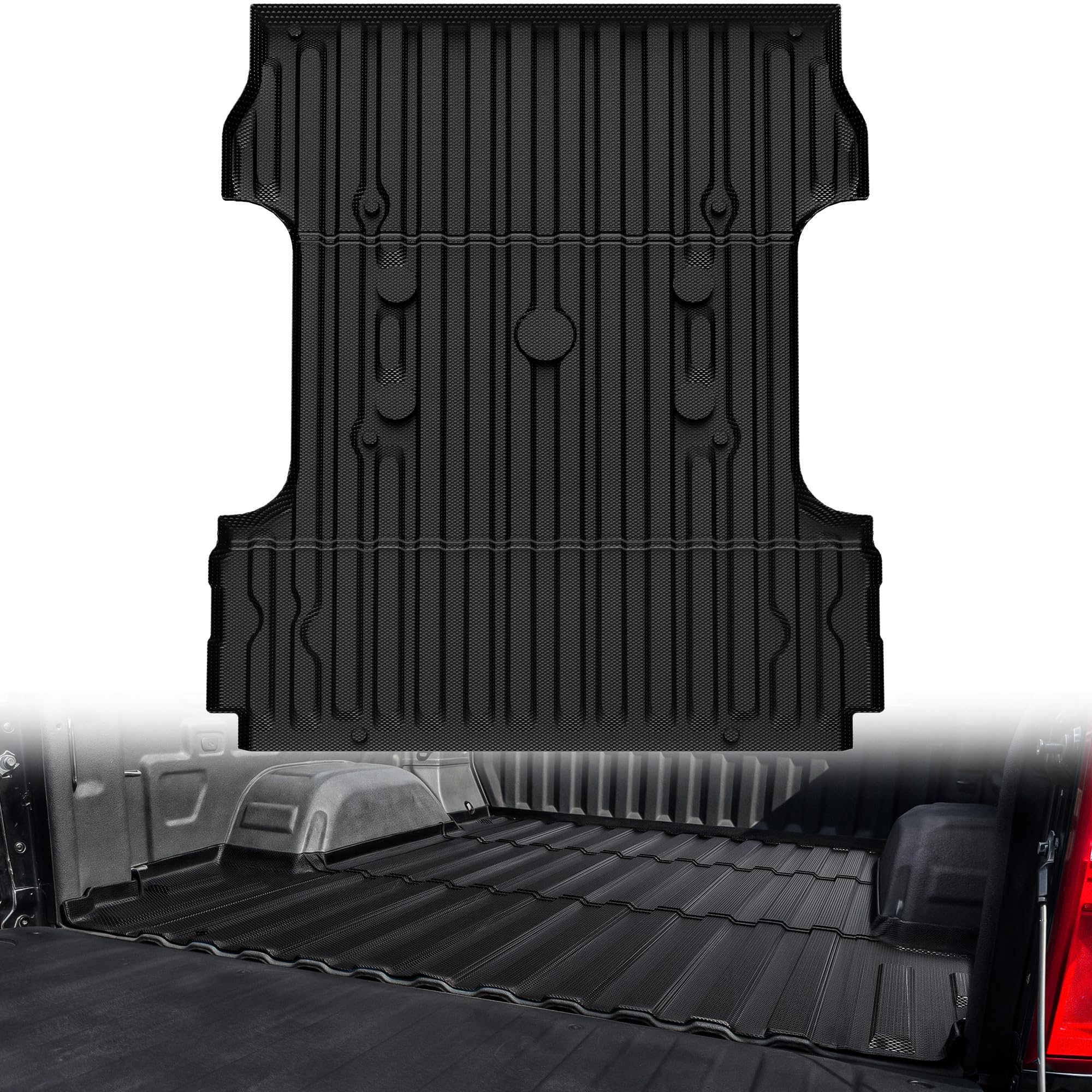 OEDRO Truck Bed Mat Fit for 2017-2025 2026 Ford F250/F350/F450 (6.75ft,81.9" Bed), TPE All Weather Ford F250 6.75FT Heavy Duty Pickup Bed Liner Accessories, Black
