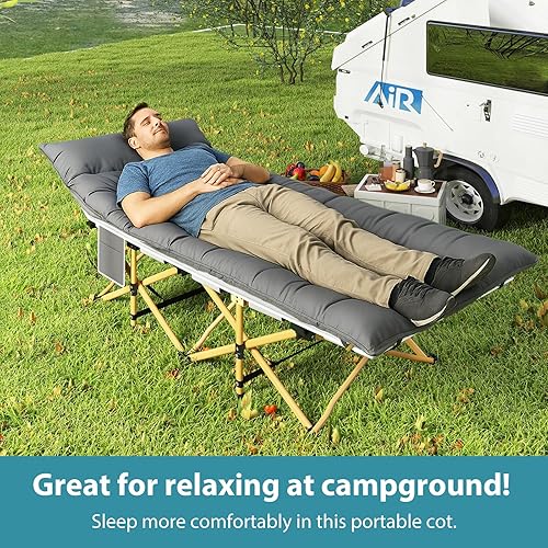Miniatura 2 de Catre plegable de campamento para adultos, catres de dormir resistentes con colchón, bolsa de transporte, catres de campamento portátiles Oxford de