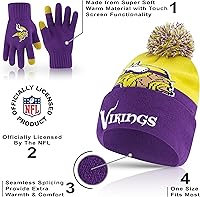 Vista 53 de Ultra Game Gorro de invierno de punto súper suave oficial de la NFL con guantes extra cálidos para pantalla táctil