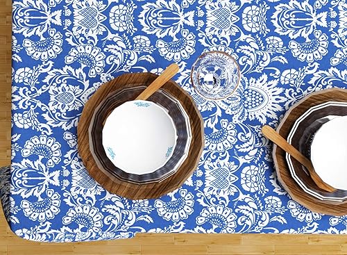 Miniatura 2 de The Season Thread - Mantel de mesa 100% algodón, azul, rectangular, tamaño 52x70 pulgadas. Para cocina, comedor, decoración de mesa, fiestas, Acción