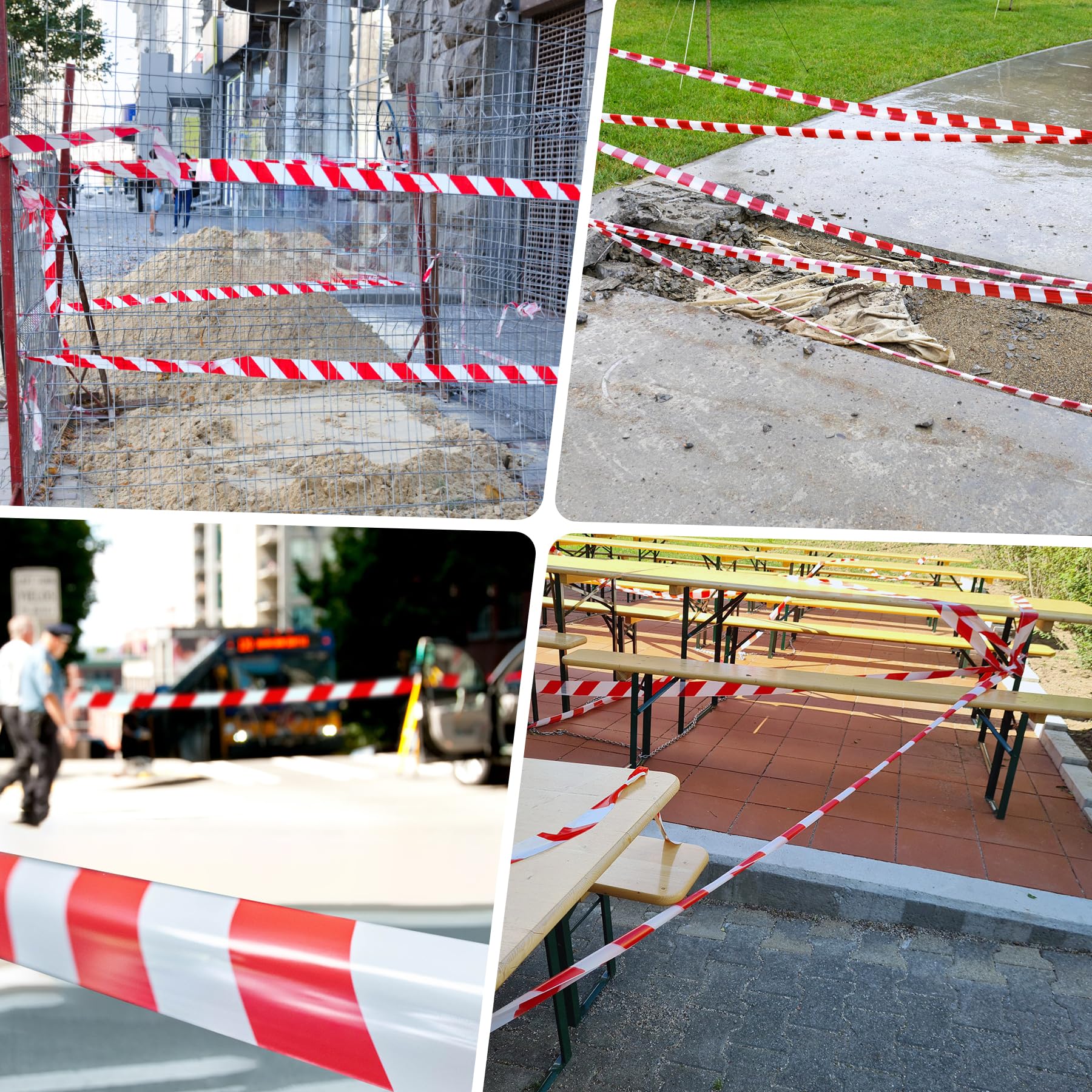 Taśma Barierowa Czerwono-Biała 300 m x 75 mm, Taśma Trzepocząca o Wysokiej Odporności na Rozdarcie, Taśma Ostrzegawcza z Stabilnym Kolorem, Odpowiednia do Ostrzeżenia w Obszarach Niebezpiecznych