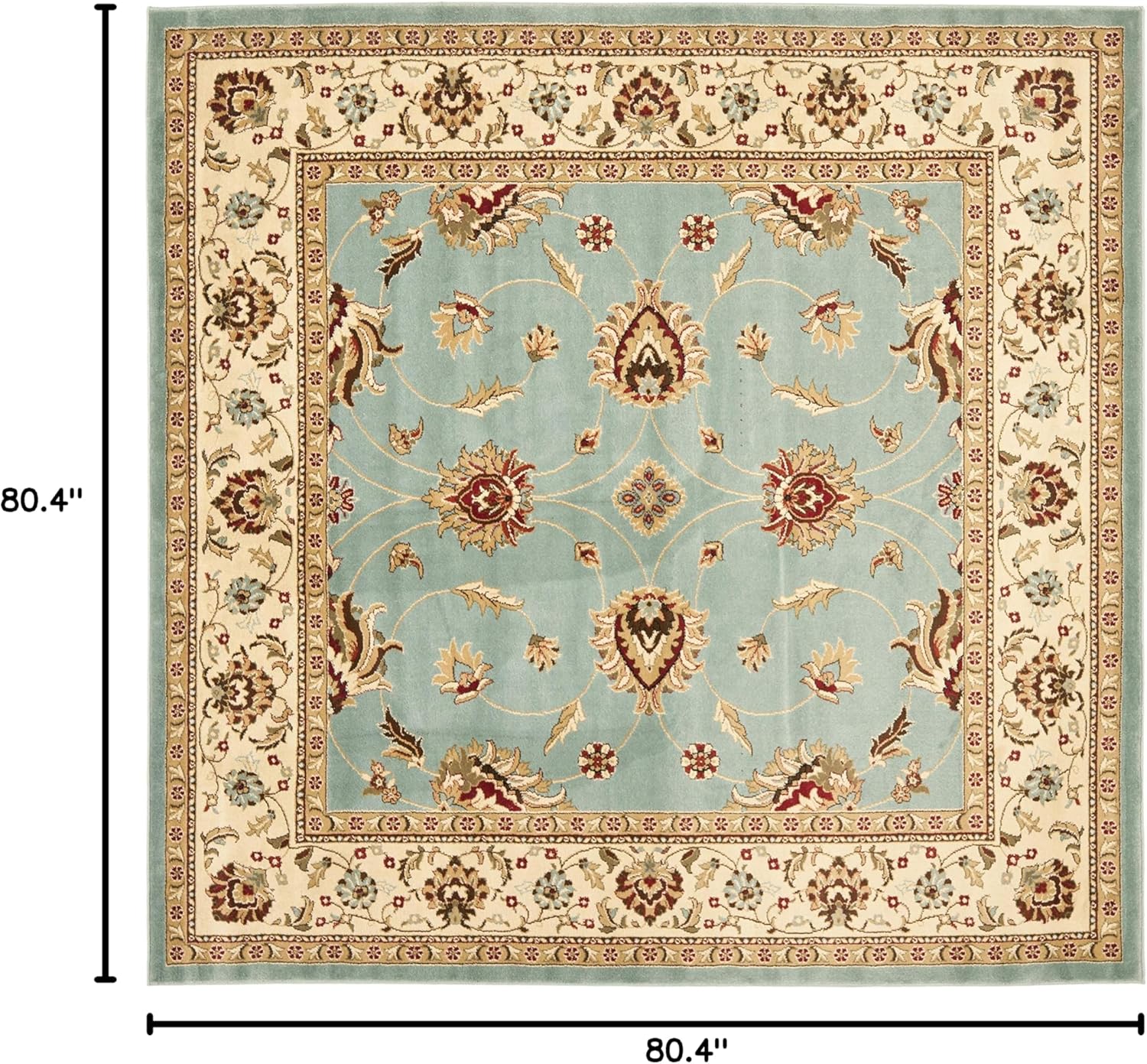 Elegant Blue and Ivory Square Synthetic Area Rug, 6'7" x 6'7"