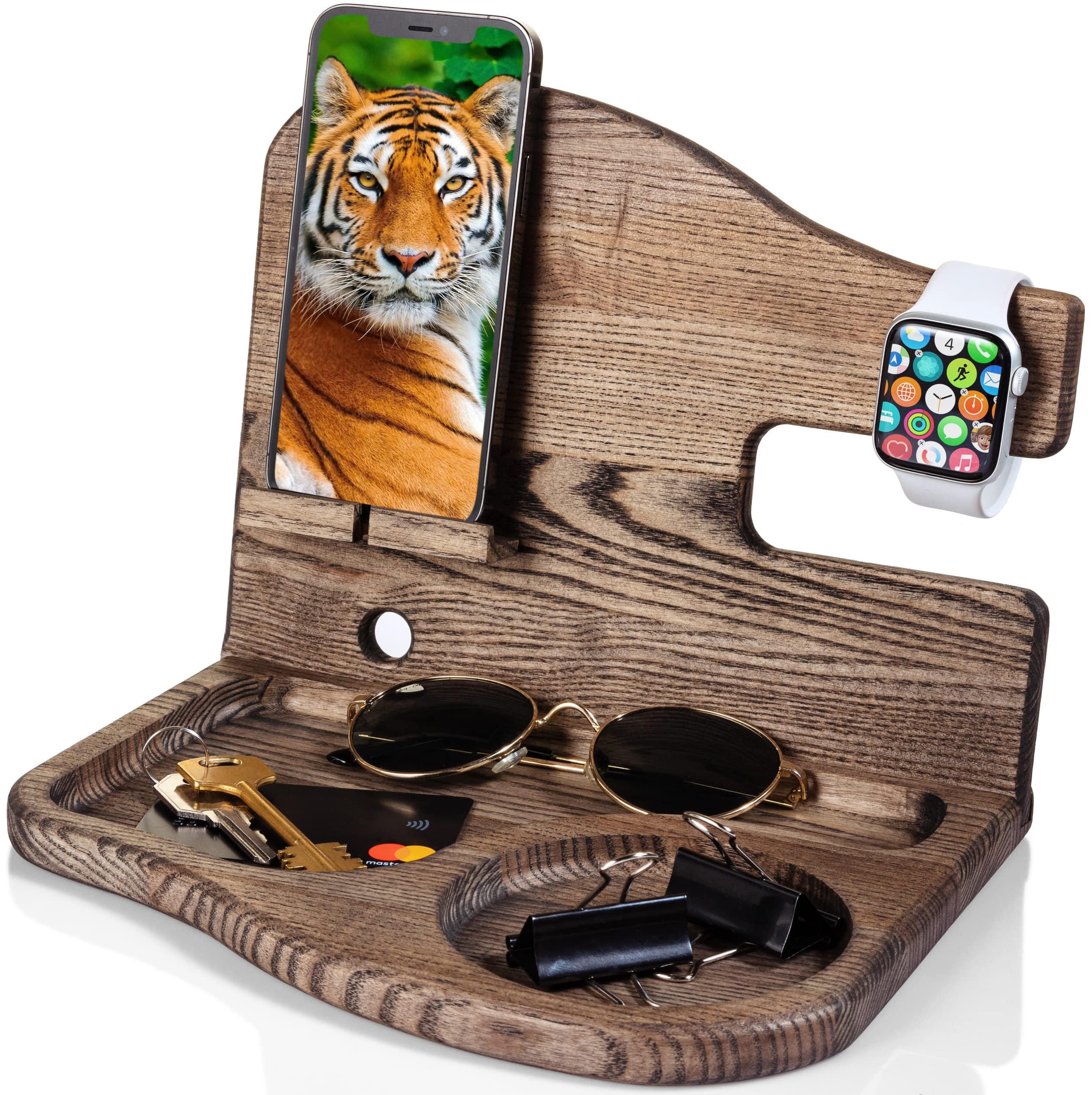Cell Phone Accessories for Men Everyday - Mens Cell Phone Holder Stand Phone Tray - Man Phone Holder Side Table Organizer - Unique Gift Ideas for Men Young Same Day Birthday Presents Christmas