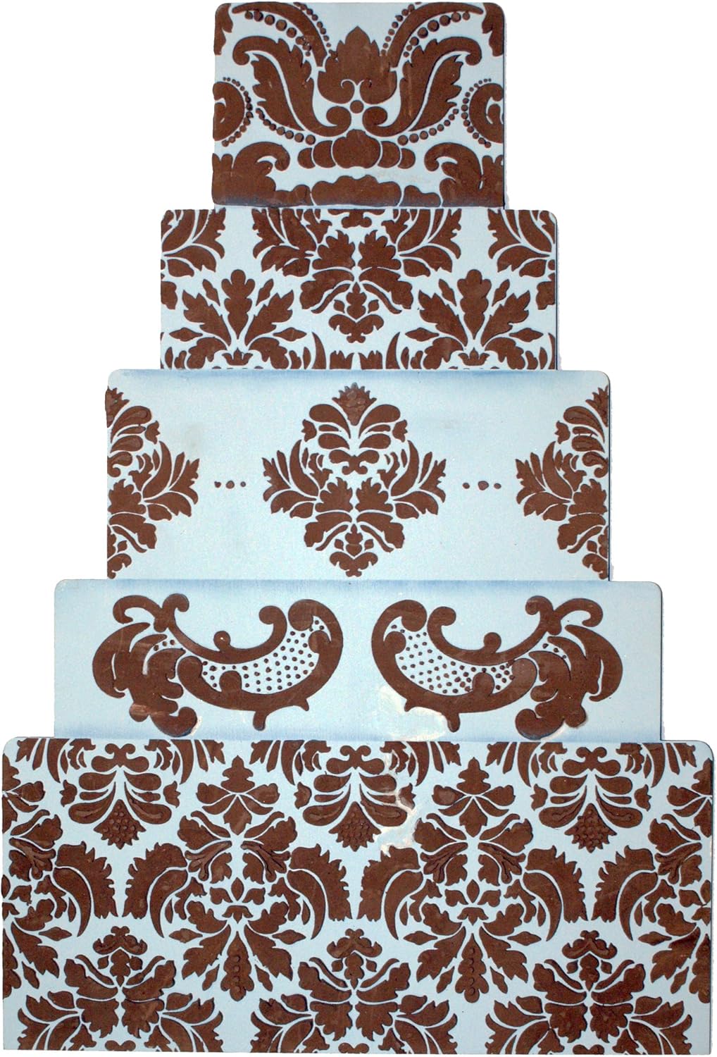 Designer Stencils Martha Stewart's Damask Cake 5-Tier Cake Stencil Set, Beige/Semi-Transparent