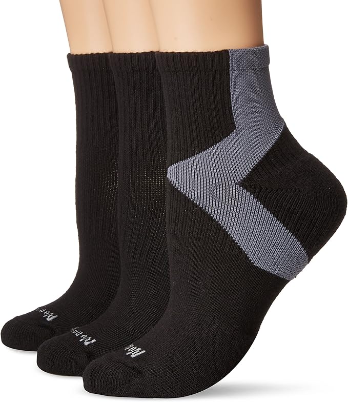No Nonsense Women's X Sport Cushioned Mini Crew Sock 3Pack, Black, 4