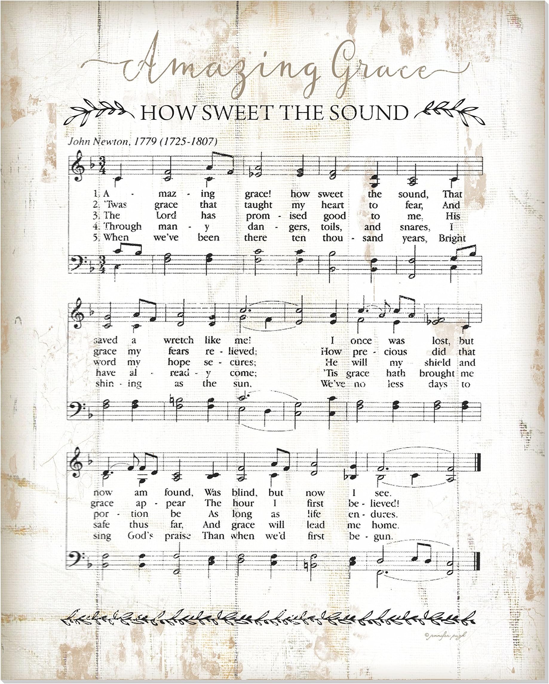 Amazing Grace Sheet Music Rustic Wood Wall Sign (12x15)