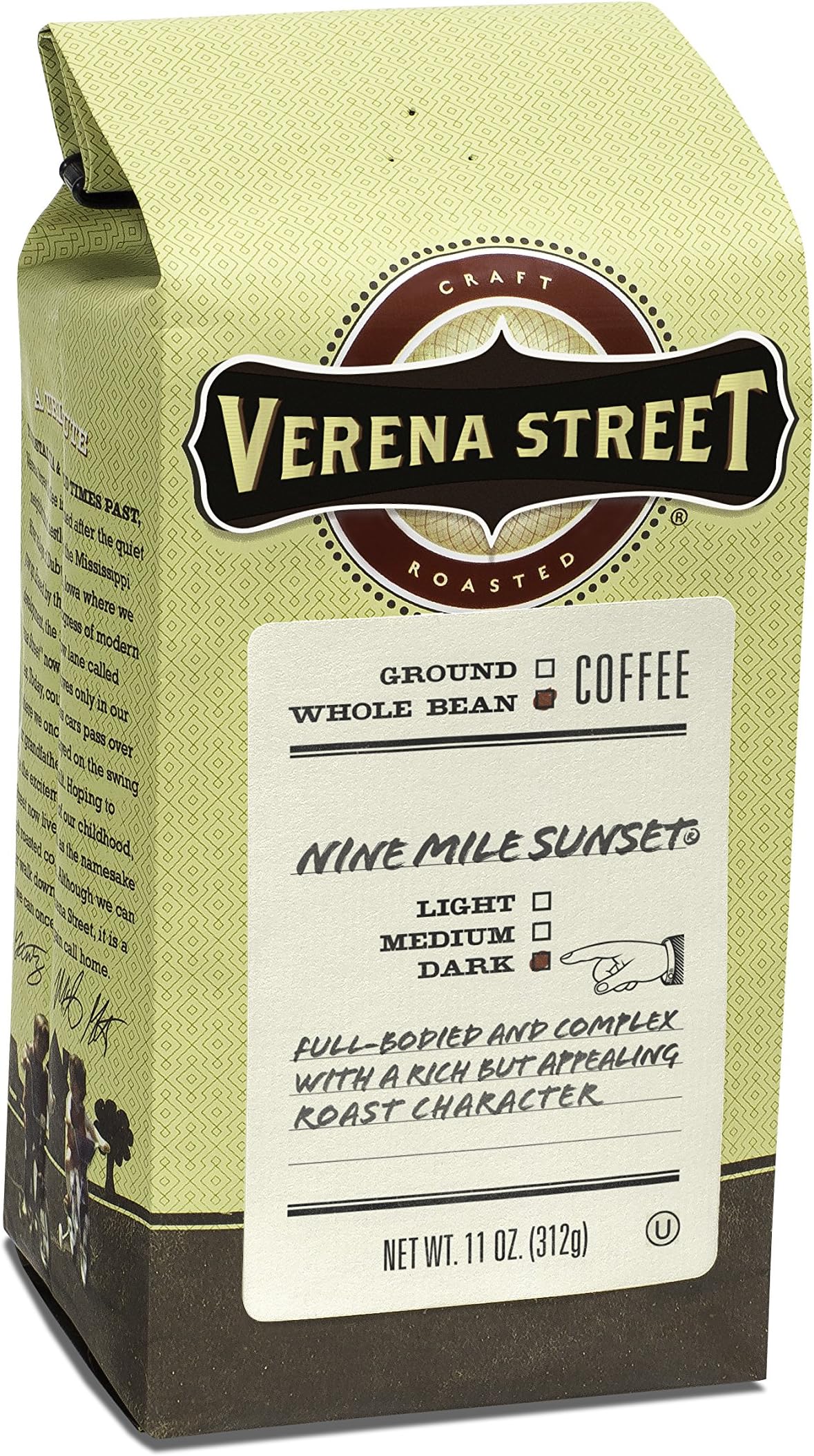 11 Ounce Whole Bean Coffee, Dark Roast, Nine Mile Sunset, Rainforest Alliance Certified Arabica Coffee