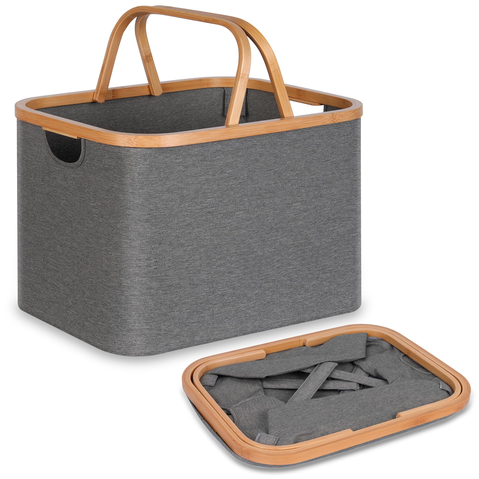 Laundry Basket, Collapsible Laundry Hamper for Laundry Room and Bedroom, Versatile Storage Basket and Small Laundry Basket for Toys, Blankets and Clothes, 45L Grey