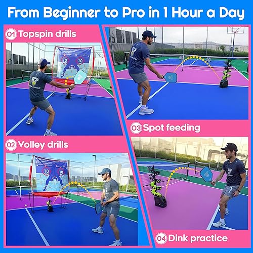 Miniatura 2 de Pickleball Machine Ball Thrower with Net,Portable Pickle Ball Launcher Machine with Remote Control for Practice, Built-in 5200mAh Lithium Battery,