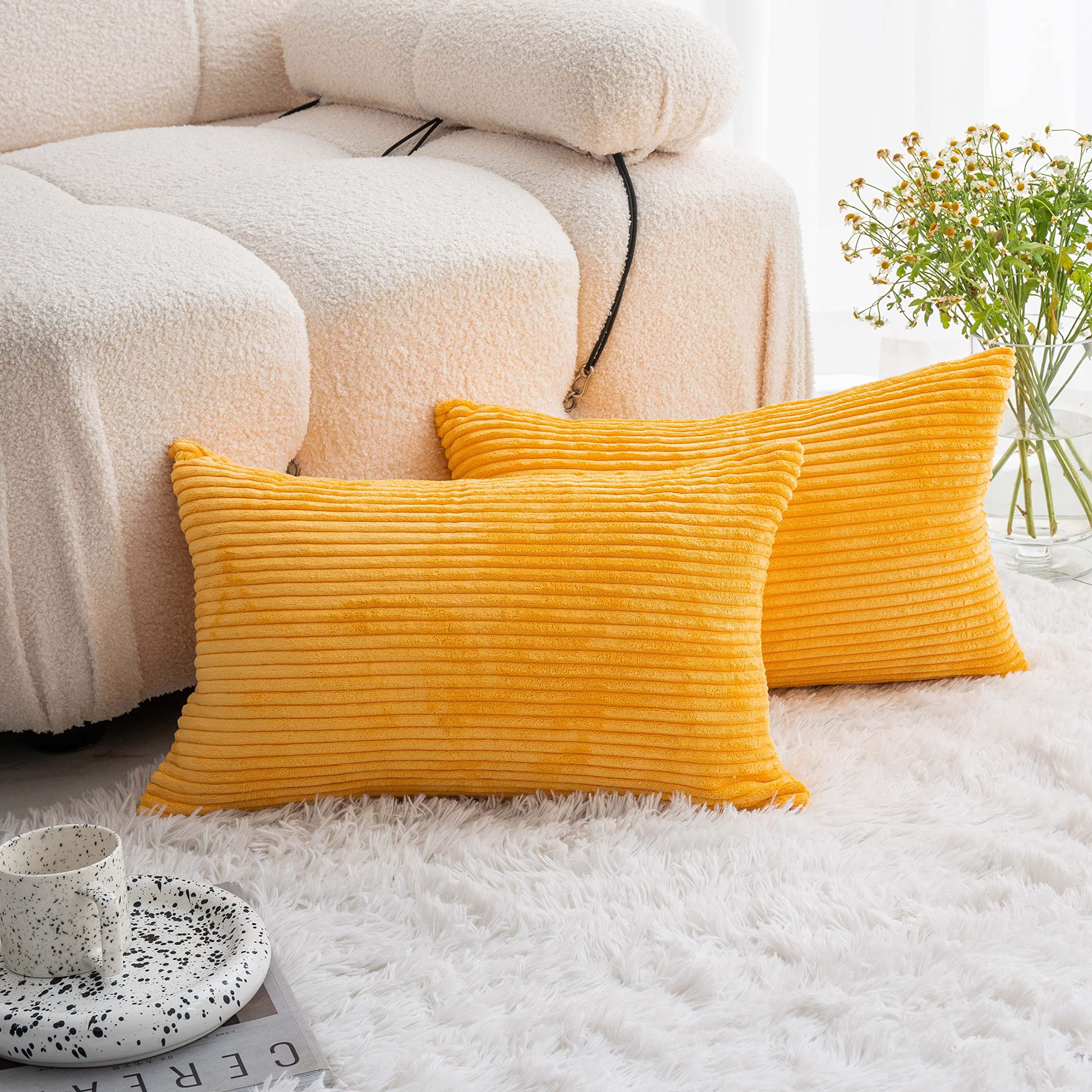 Demetex Set 2 Federe Cuscino Rettangolari 30x50 Cm In Misto Lino - Colore Pavone, Con Cerniera Invisibile, Per Divano E Camera Da Letto - 2