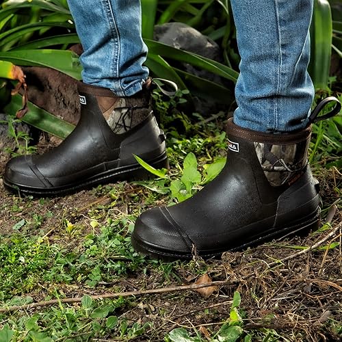 Miniatura 5 de HISEA Botas de lluvia Chelsea para hombre, botas cortas de goma para hombre, impermeables, duraderas, aisladas, para trabajo en el jardín al aire