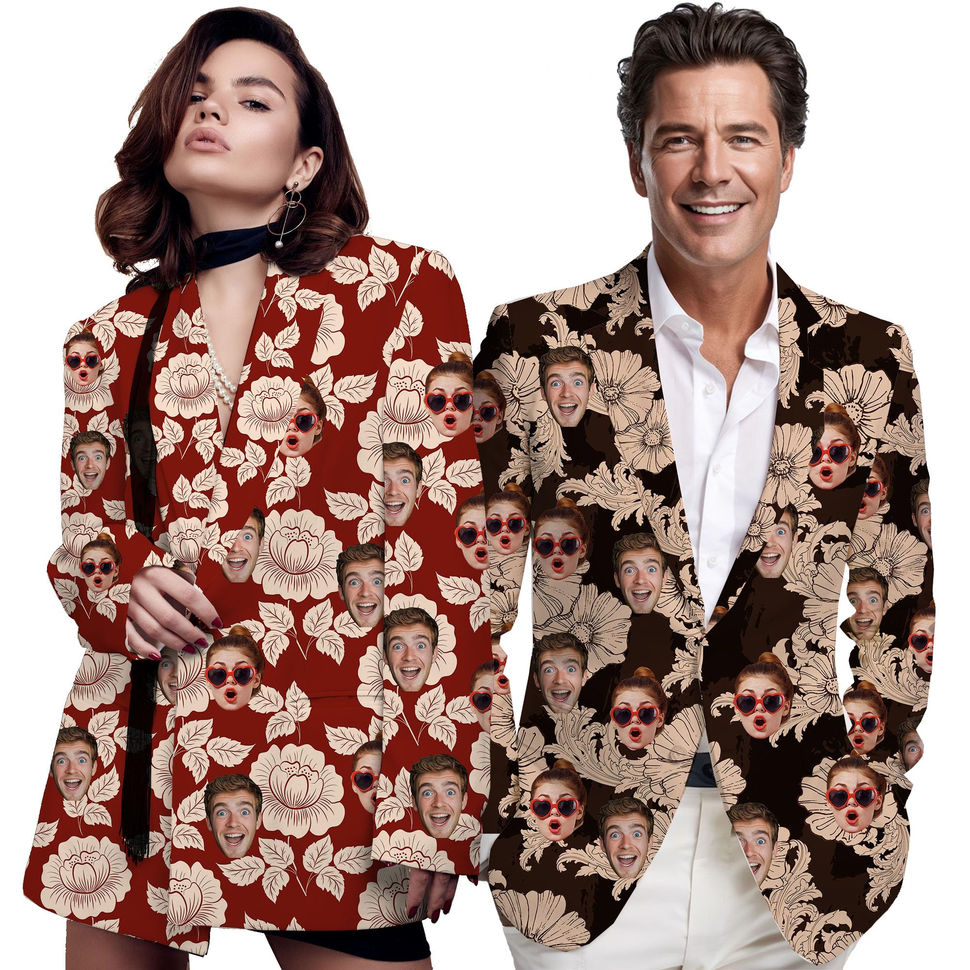 Custom Blazer Jacket for Women Men with Logo Face Personalized Funny Business Casual Christmas Sweatshirt Blazers