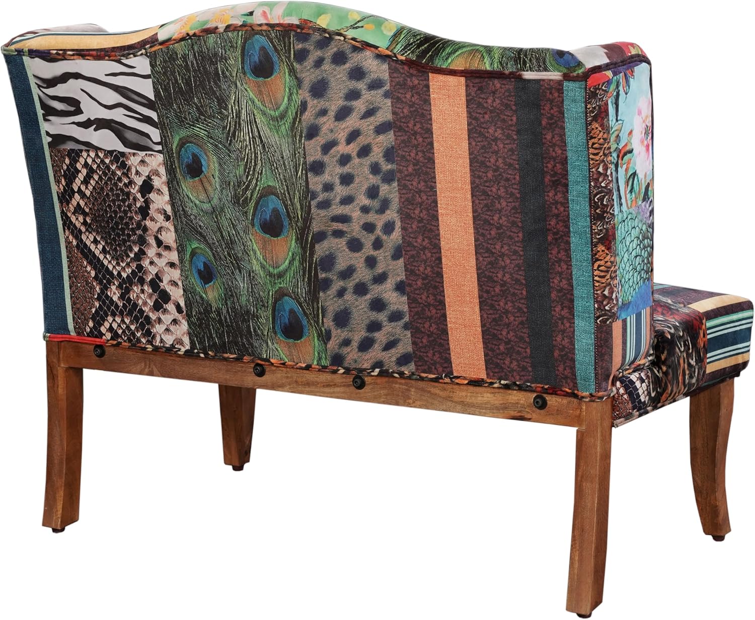 Benzara Vesta Bird Collage Print Settee, Multicolor