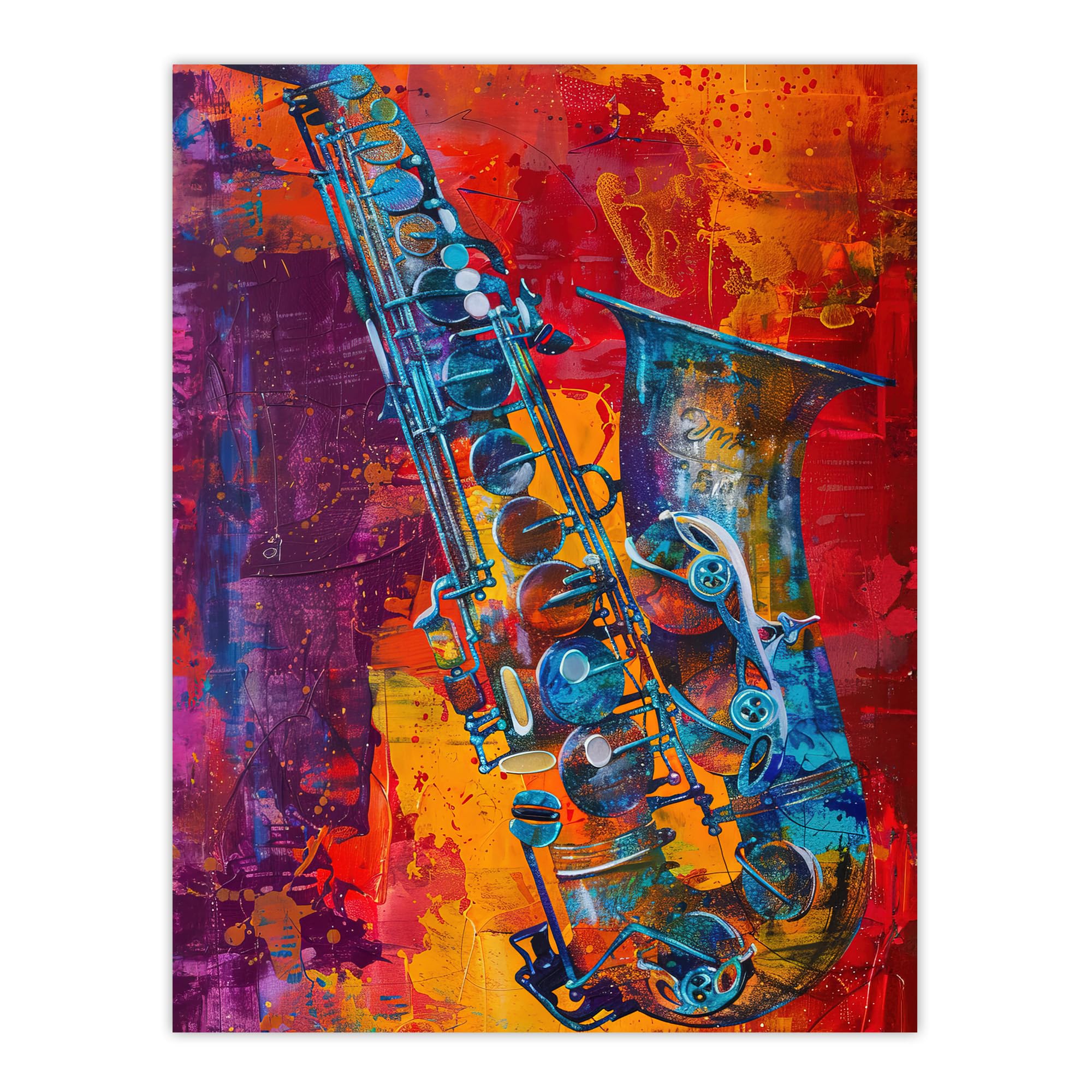 Artery8 Acid Jazz Music Saxophone Abstract Painting Living Room Large Wall Art Poster Print Thick Paper 18X24 Inch