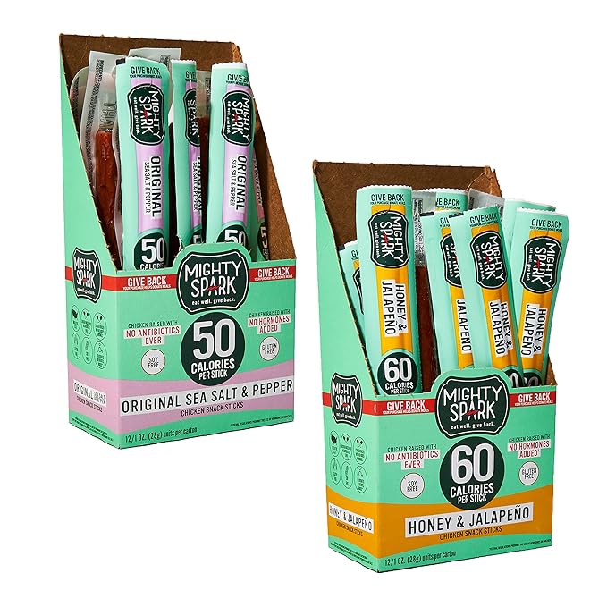 Amazon.com: Mighty Spark Chicken Snack Sticks Variety Pack - Honey ...