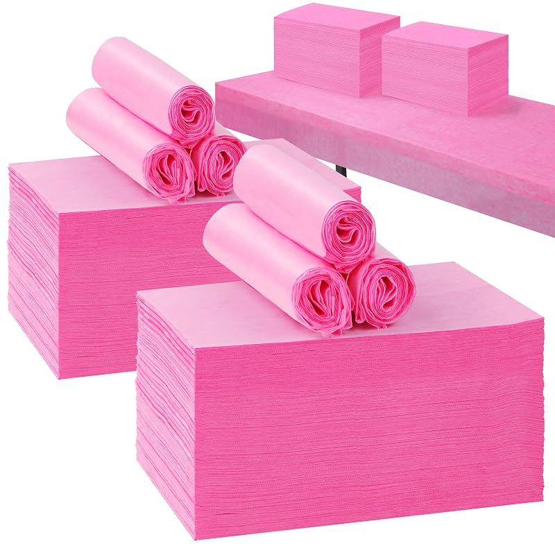 Lençóis descartáveis para maca de massagem XATUMO, tecido não tecido, rosa, pacote com 200