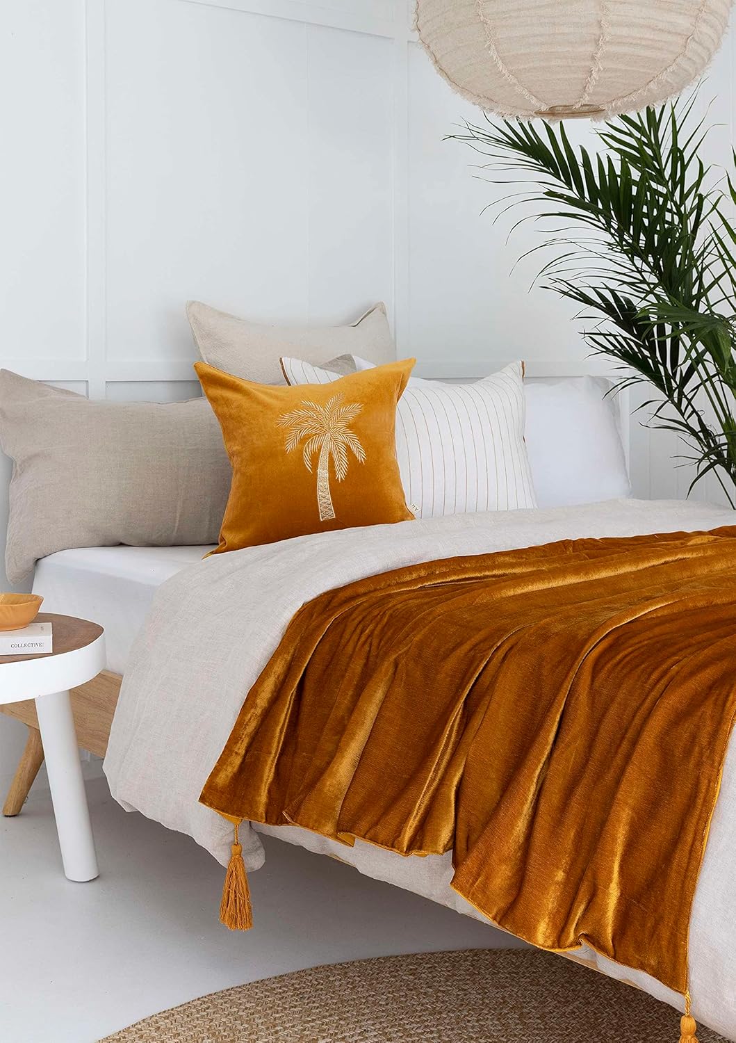 Treen Art Gold 50" x 70" Rayon Velvet Throw Blanket for Couch Sofa & Chair Decorative, Decor Warm and Soft Throw