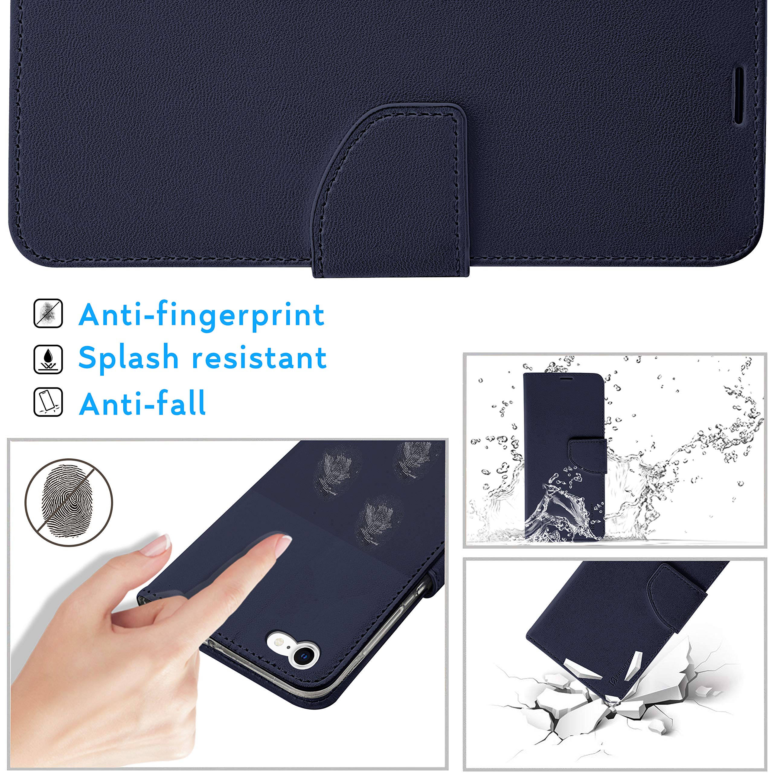 N NEWTOP Cover Compatibile con Apple iPhone 11 Pro, HQ Lateral Custodia Libro Flip Chiusura Magnetica Portafoglio Simil Pelle Stand (Azzurro