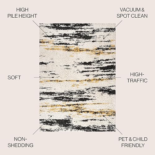 Miniatura 2 de JONATHAN Y SHG102A-8 Nova - Alfombra moderna de pelo largo para interiores, estilo bohemio, contemporáneo, abstracto, envejecido, fácil limpieza,