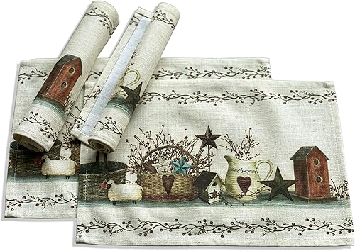 Juego de 4 manteles individuales rectangulares de 18 x 13 pulgadas, decoración de mesa para jardín, granja, boda, fiesta, vacaciones, cena,