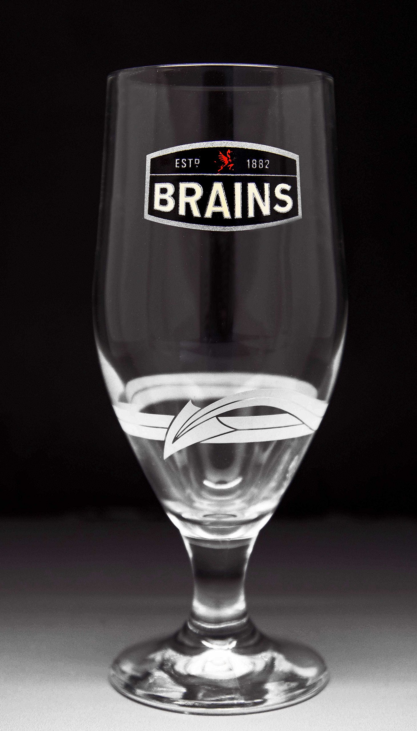 Personalised Branded Half Pint Brains Ale Beer Chalice Glass, Engraved Gift - Enter Your Own Custom Text