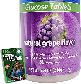 Glucose Tablets Grape Flavor - 50 Chewable Tablets and Vital Volumes Tips Card