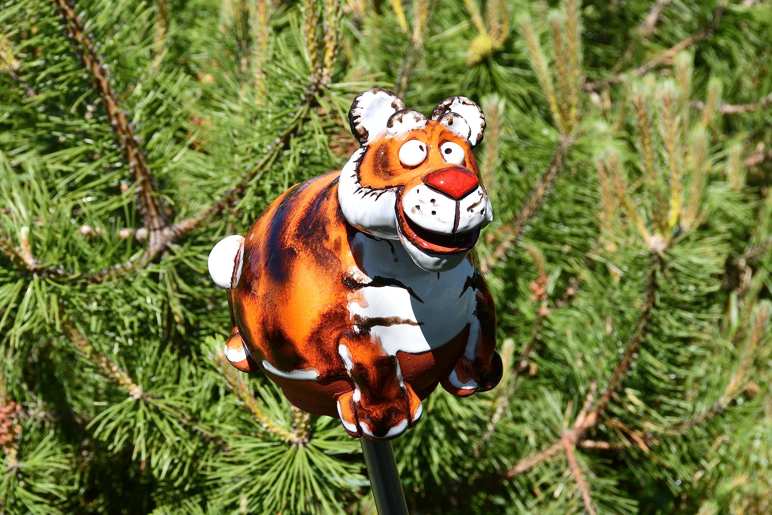 Decoration Jardin Exterieur Statue en Céramique - Deco Extérieur - Figurines pour Jardin - Faite à la Main, Résistant au Gel, Cadeau Unique pour Les jardiniers - Sweet Tigre