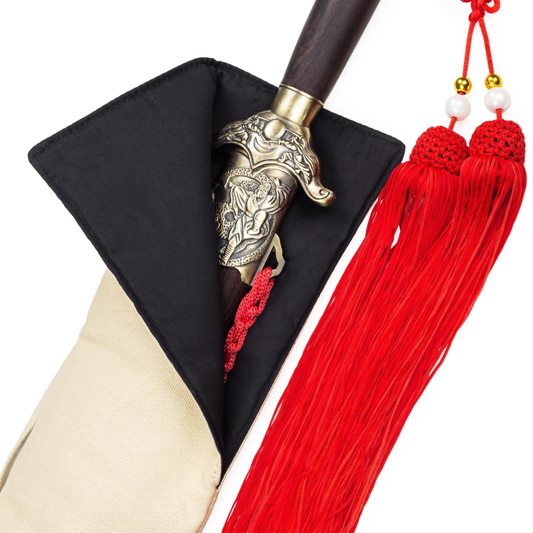 Taiji - Funda para espada con texto en alemán "Mit ein espada unter dem Himmel gehen - Tai Chi - Jian", color beige