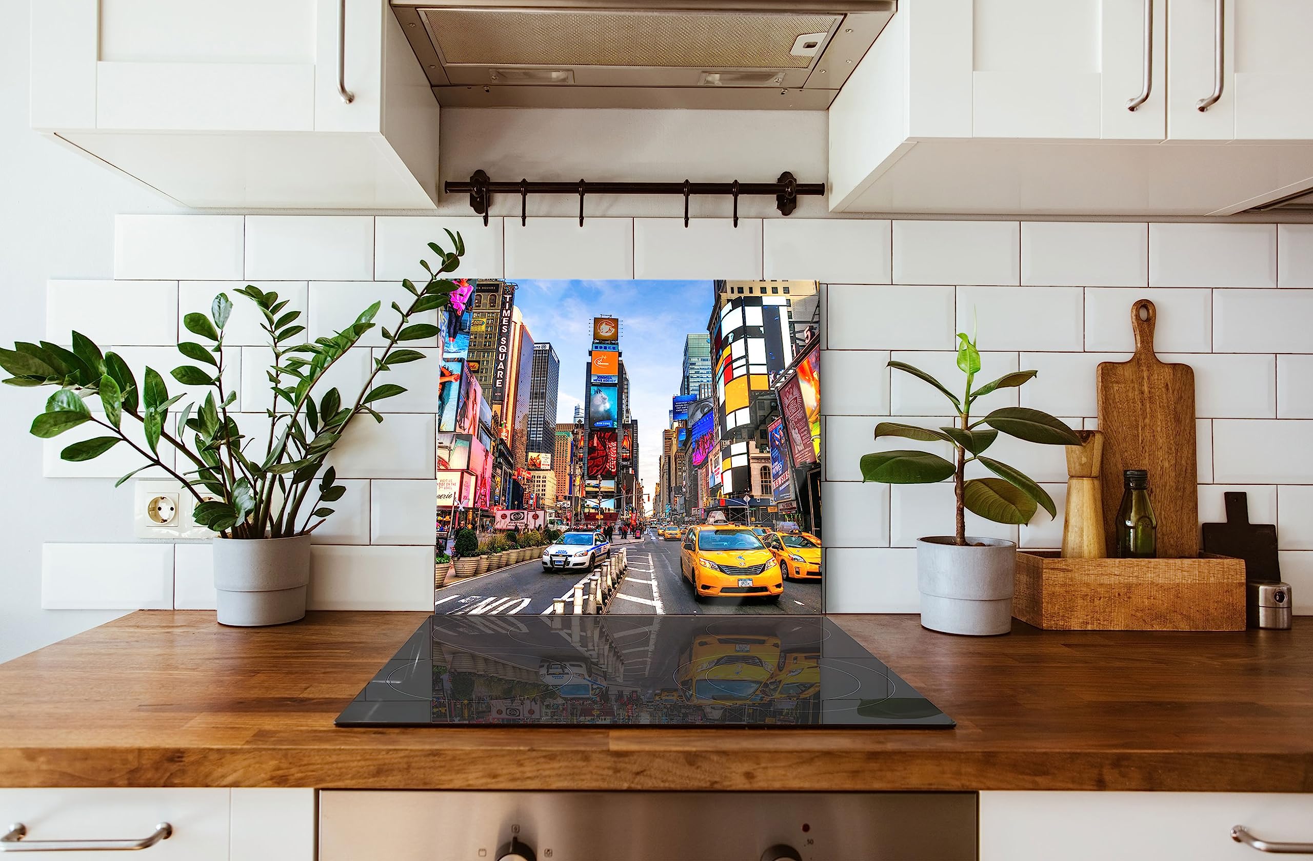 Times Square in new York City Herdabdeckplatte & Spritzschutz aus Echtglas | Für Herd-Kochfelder | 60x52 cm