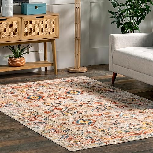 Miniatura 8 de nuLOOM Vasa - Alfombra tradicional envejecida lavable a máquina, 8 x 10 pulgadas, óxido