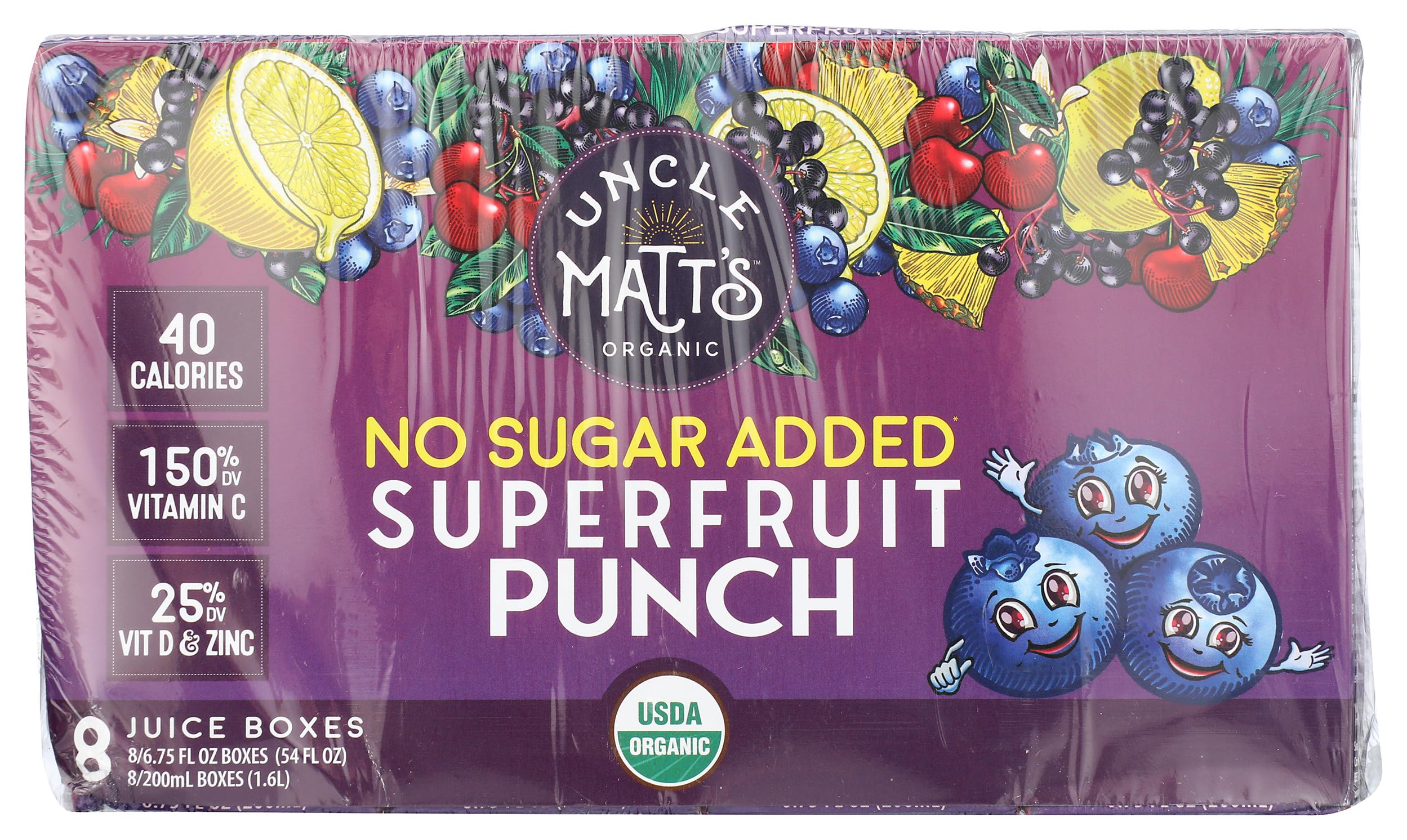 Uncle Matts Organic Superfruit Punch No Sugar Added Juice 8pk