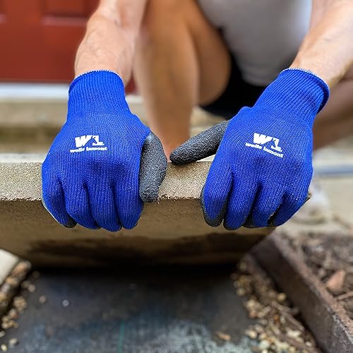 Miniatura 3 de Guantes de trabajo para hombre con revestimiento de látex, extra grandes (Wells Lamont 524), negro sobre azul