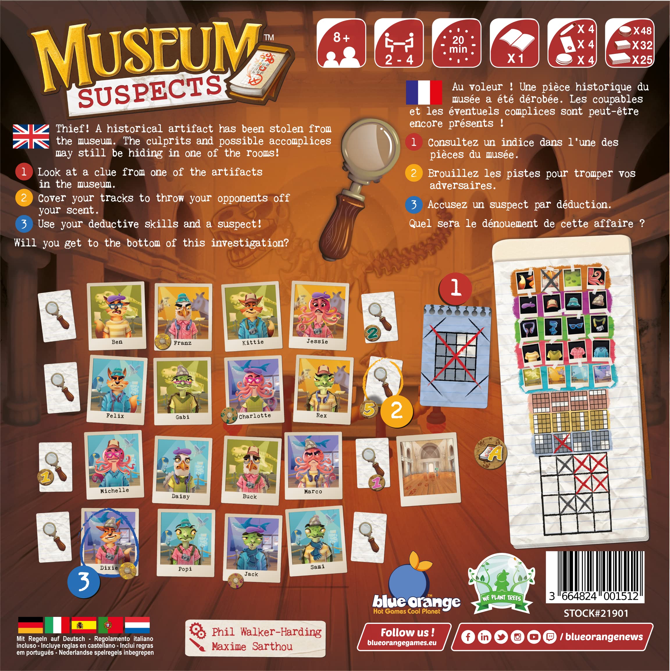 Blue Orange Museum Suspects – gra planszowa – od 8 lat – 2 do 4 graczy – 20-minutowy czas gry