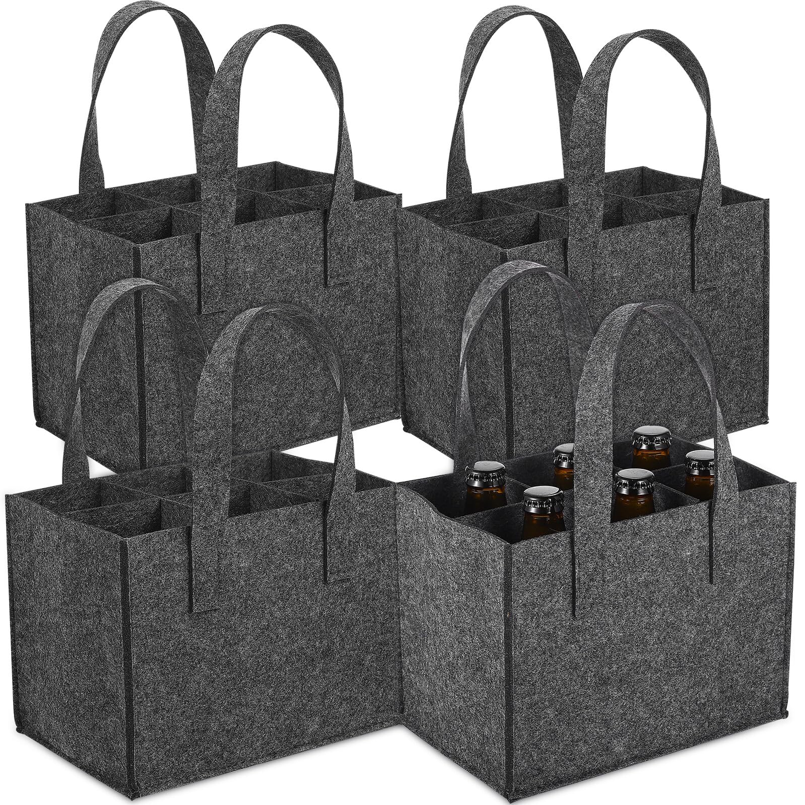 4 Stück Filz flaschentasche Flaschen Tragetasche Weich Robustes Material Handgriff Reisetauglich Picknick Flaschenhalter Bier Wein Spirituosen Geschenk