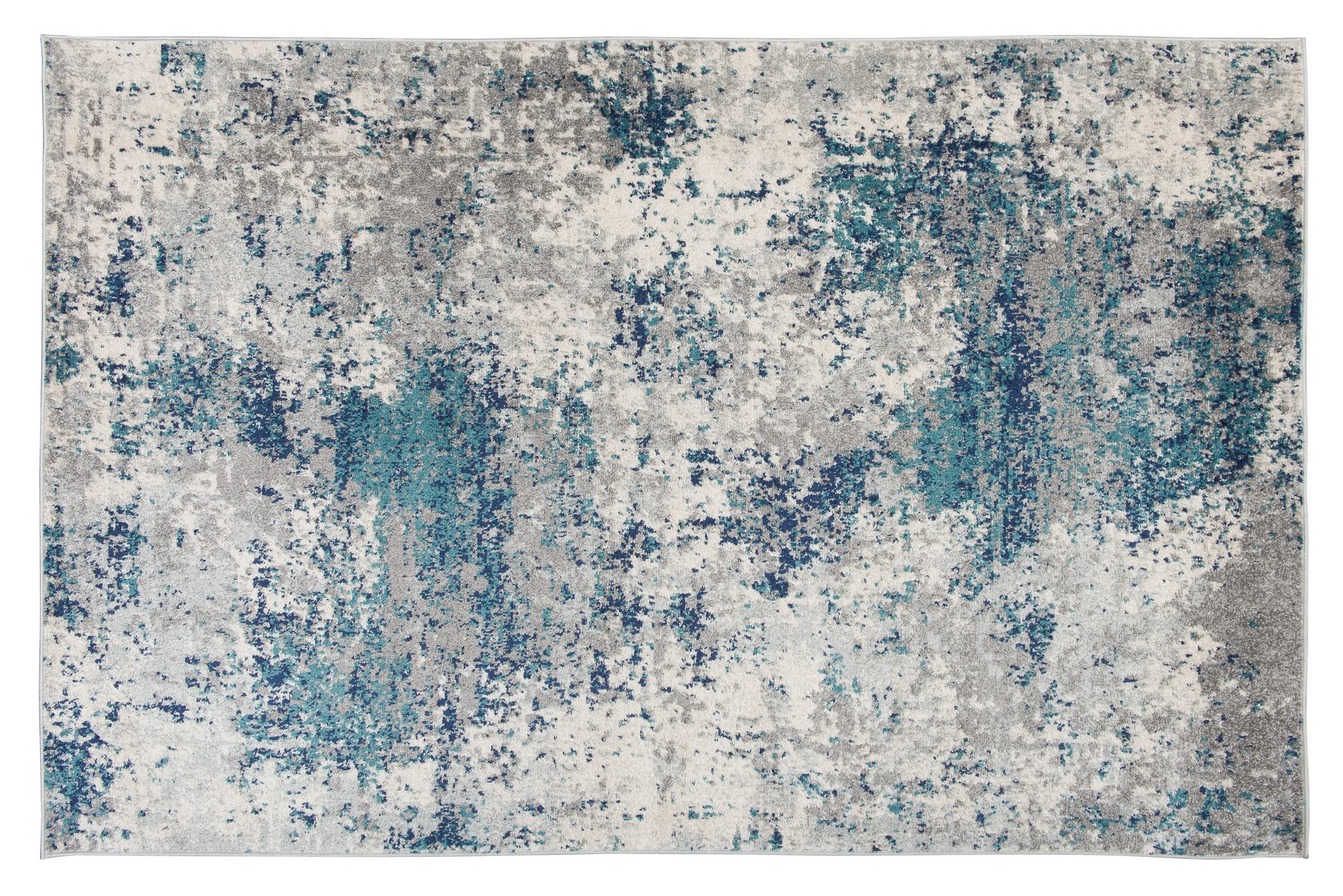 TAPISO Denver Tapis de Salon Chambre Salle à Manger Adulte Bureau Design Moderne Bleu Marine Gris Moucheté Motif Abstrait Doux Poil Court Frise Confortable 240 x 330 cm