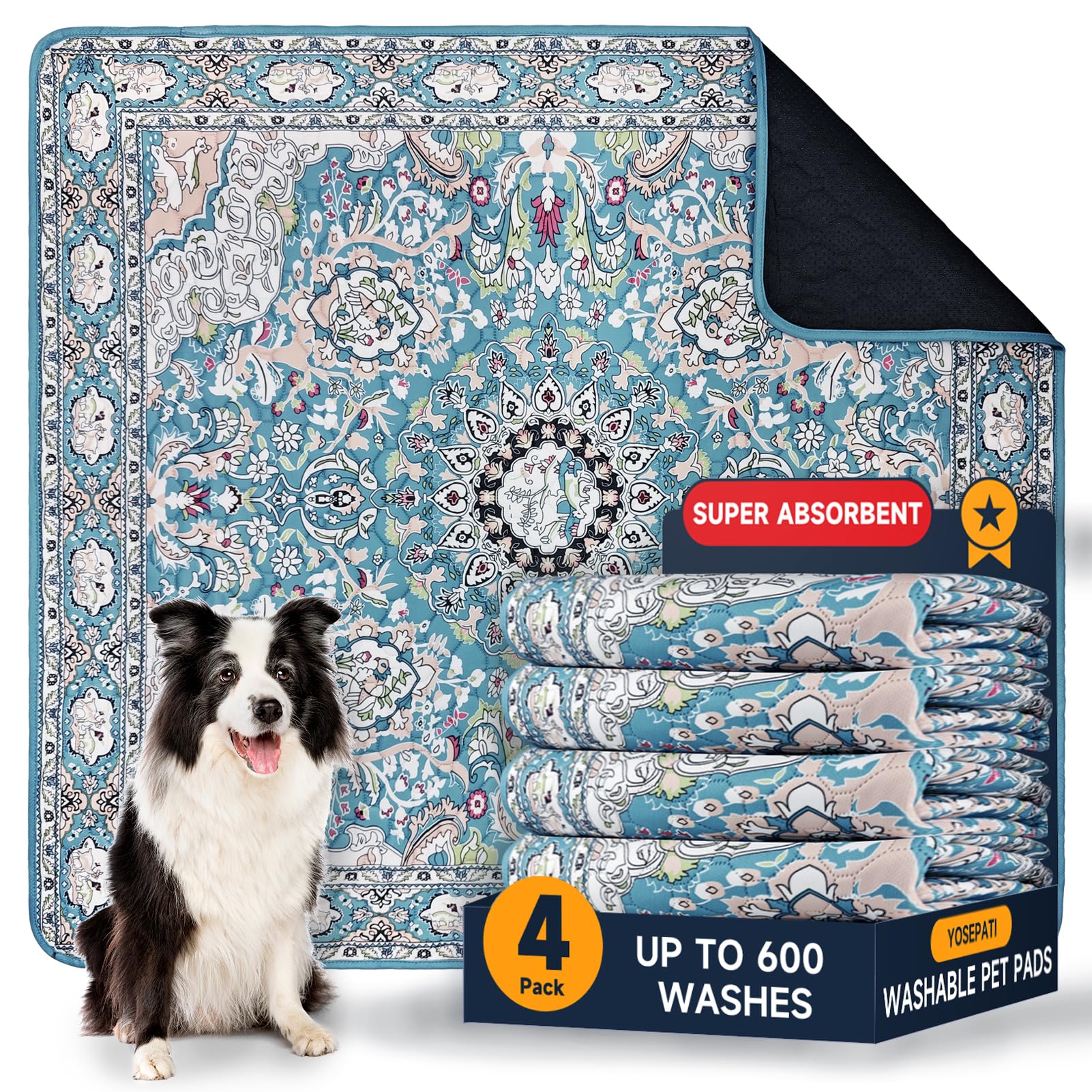 Washable Pee Pads for Dogs 4 Pack, Puppy Pads with Pheromones, 2026 Upgraded PuppyPad 60x45cm Waterproof Non-Slip Reusable Puppy Pad with Fast Absorbent,Leakproof Whelping Pads for Pet Housebreaking