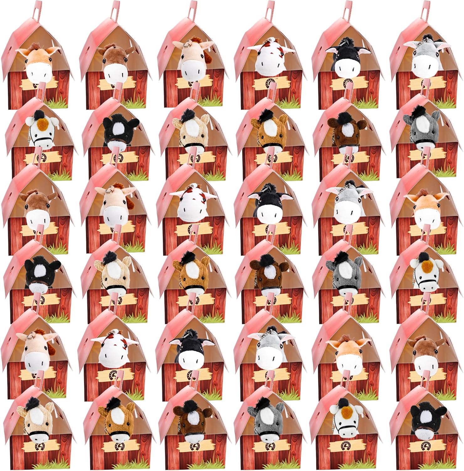 72 Pcs Horse Party Favor Include 36 Mini Stuffed Horse Animals Horse Animals and 36 Foldable Boxes for Adopt a Horse Party Favors Farm Party Goodie Bag Fillers