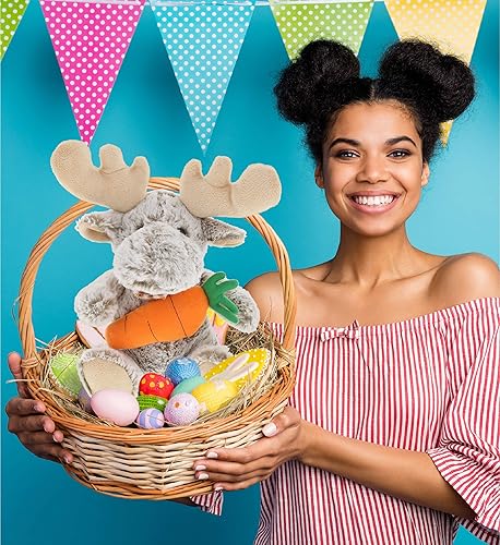 Miniatura 7 de DolliBu Happy Easter - Alce sentado de felpa súper suave con zanahoria, lindos animales de peluche con juguete de peluche de zanahoria, regalo