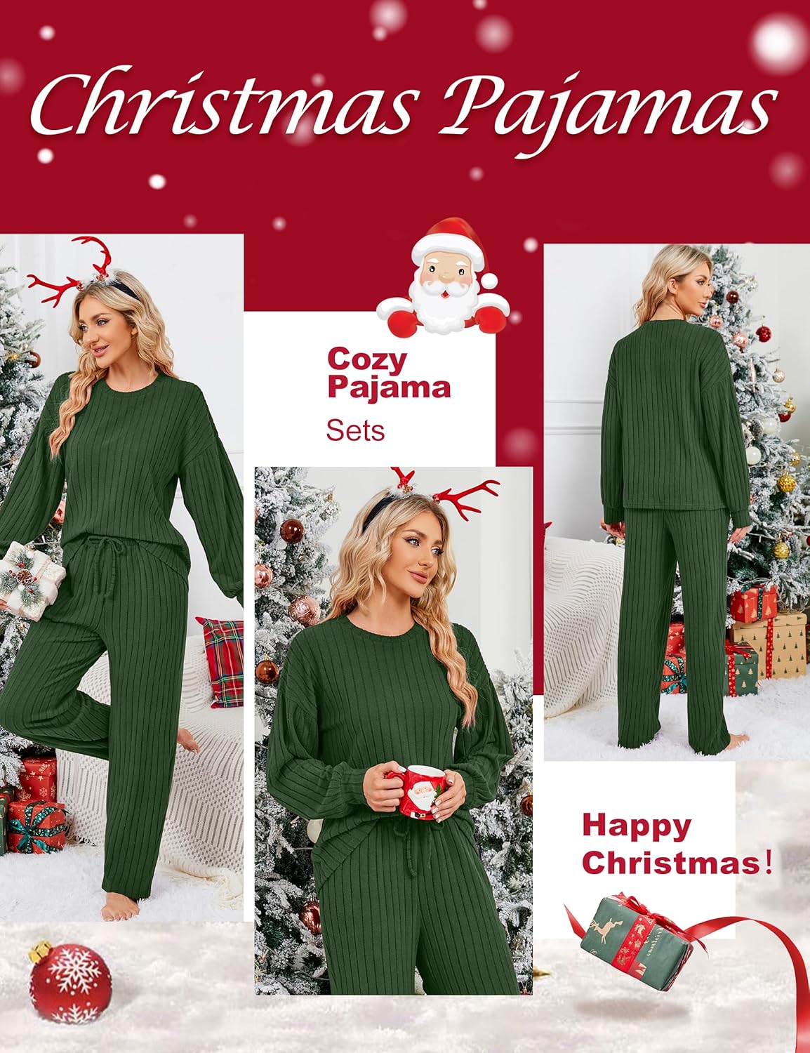 Blooming Jelly Womens Lounge Set Cute Long Sleeve Pajama Sets Casual 2 Piece Pj Outfit Fall Sleepwear Pockets - Image 4