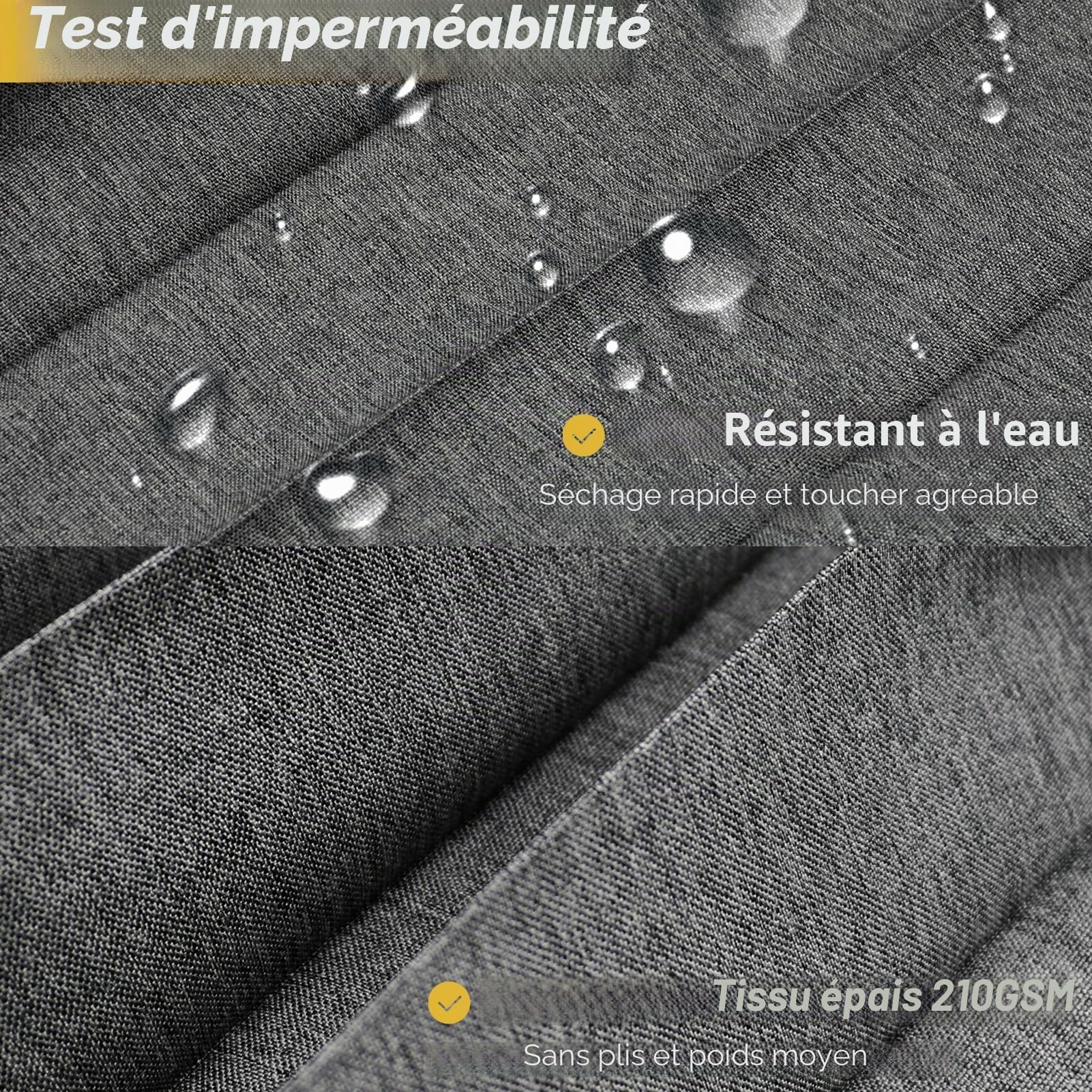 Pliable Aimant Rideau de Douche Lin Impermeable, Gris, 100x200cm | Rideau de Douche Anti Moisissure Lavable en Machine avec Crochets, 210 g/m²