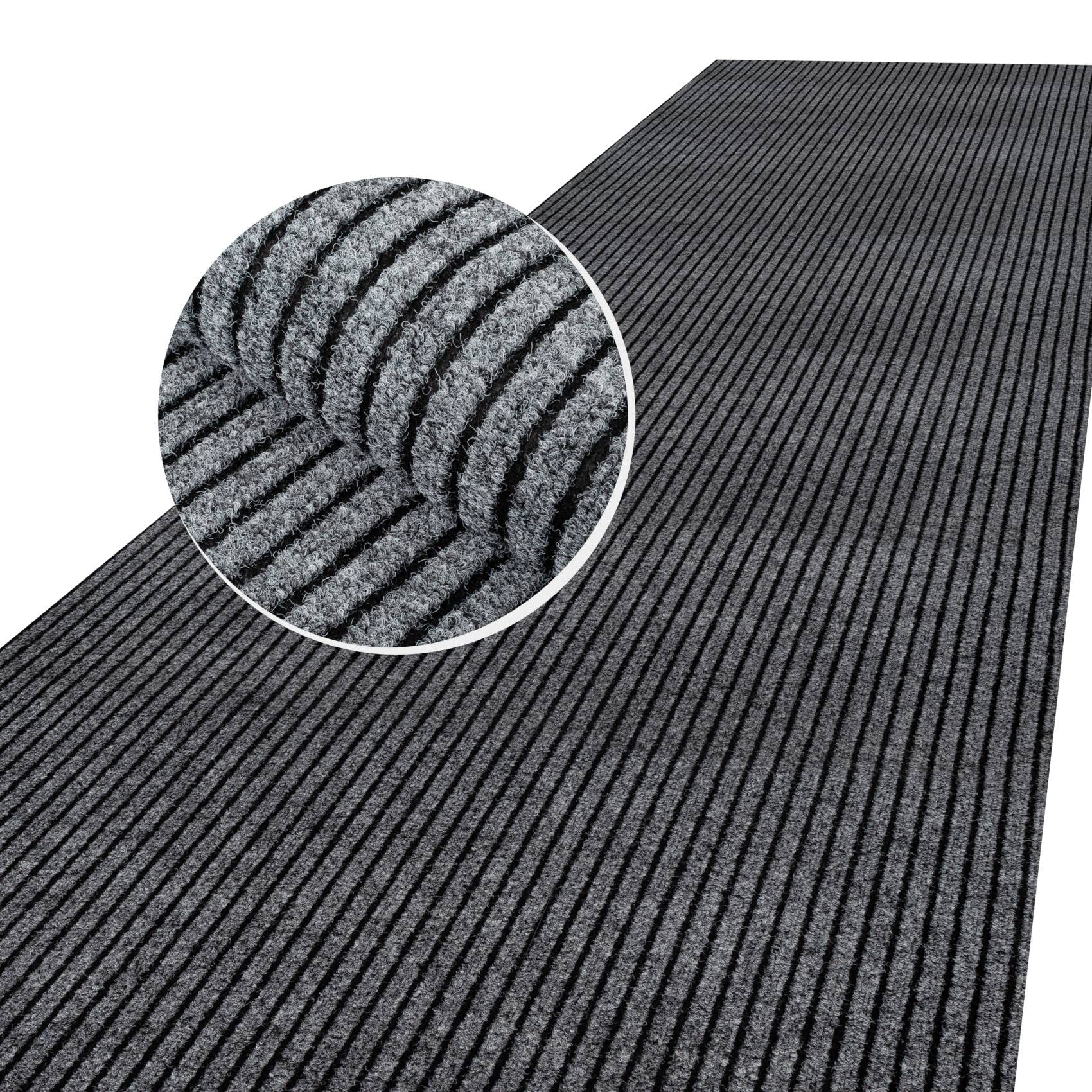 Schmutzfangmatte Teppich Läufer Meterware Schmutzfangläufer rutschfest & zuschneidbar Outdoor Indoor Sauberlaufmatte für Flur Gewerbe Büro Gastronomie Keller Mischa 300 x 80 cm Grau