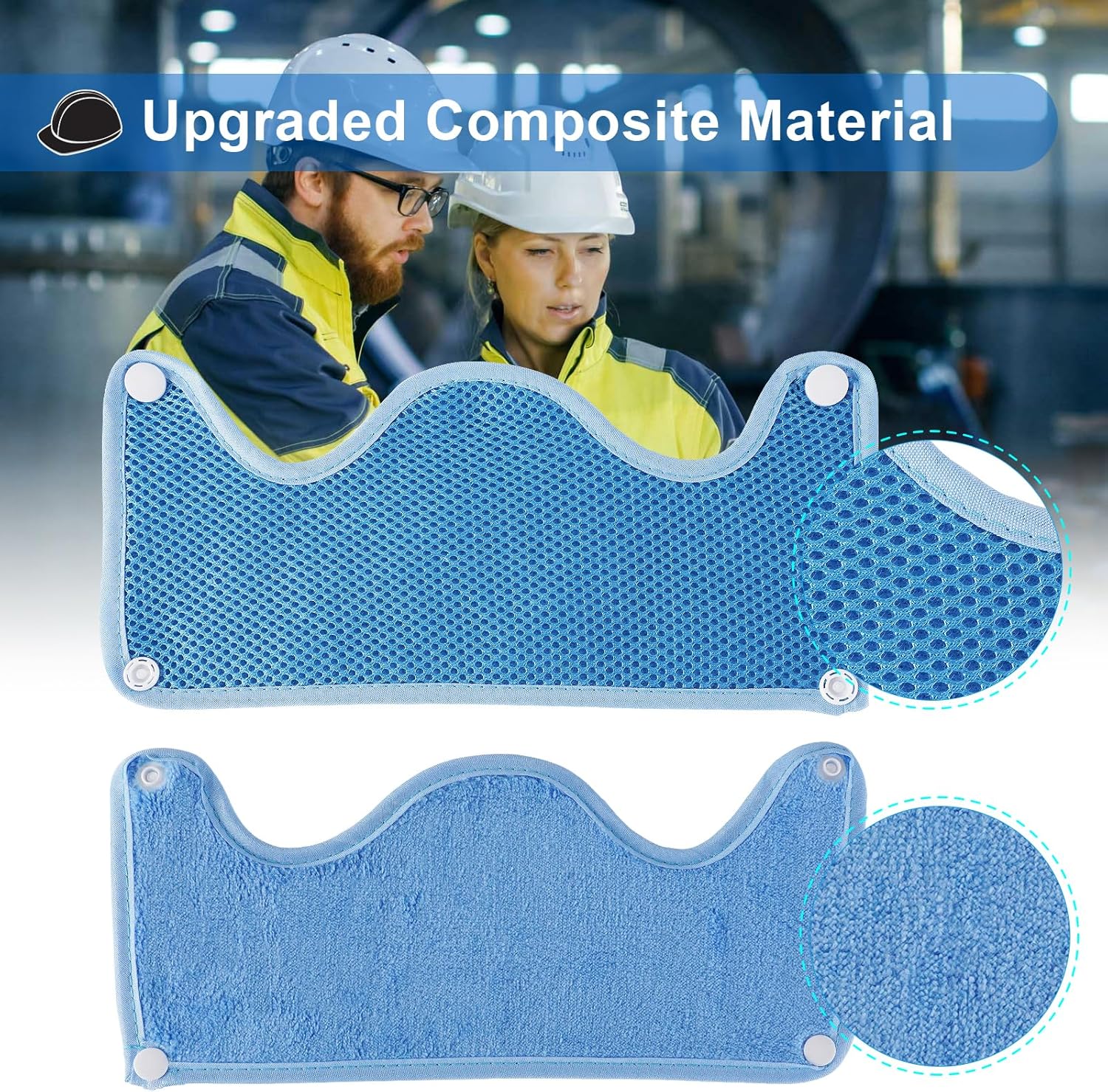 3 Pcs Blue Hardhat Sweatbands Washable Sweat Bands with One Side Mesh and One Side Fleece, Replacement Cotton Hard Hat Liner for Hard Hats Helmet Comforter Pad Hard Hat Accessories