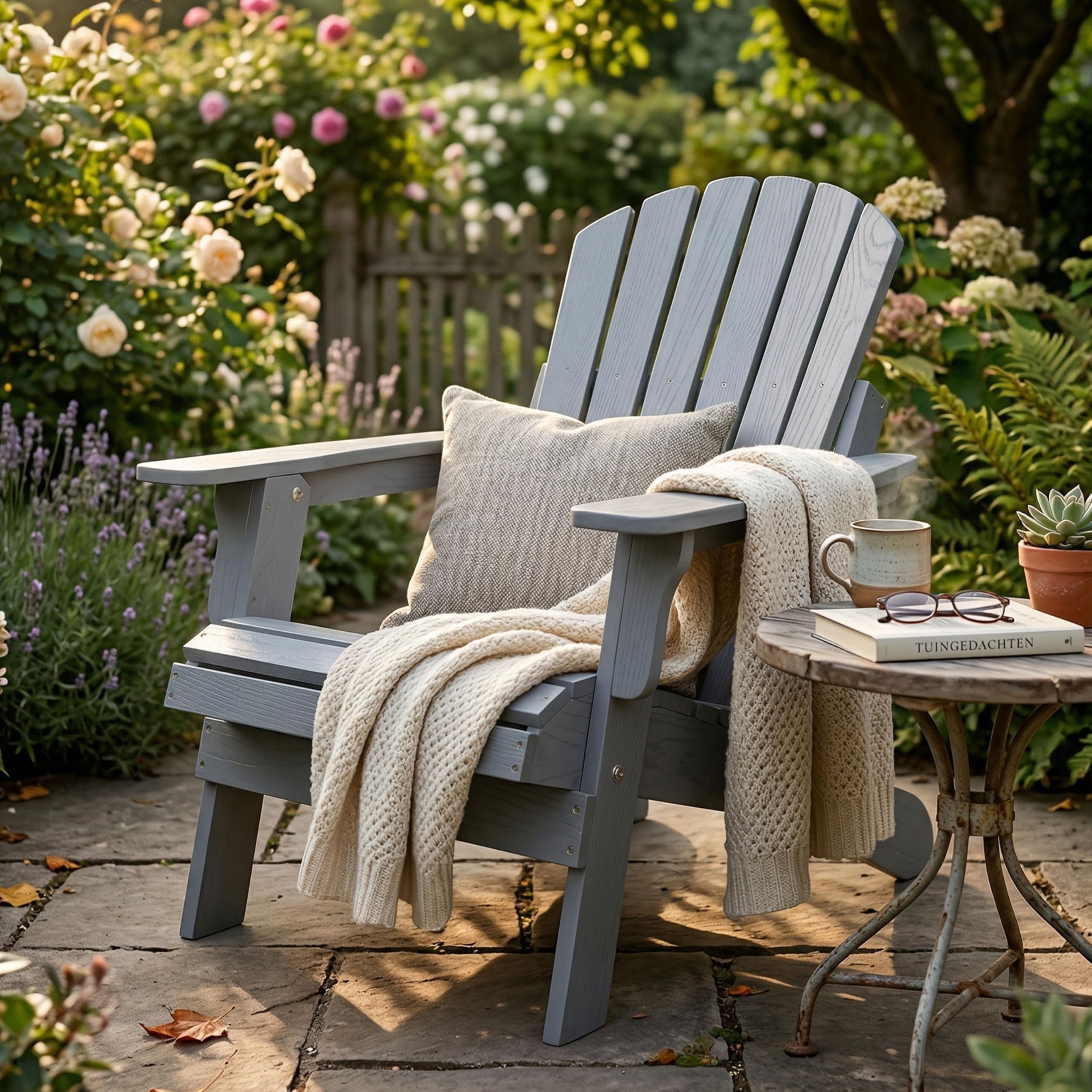AXI Rosalie Chaise Adirondack en Bois, Couleur Grise | Transat/Chaise Longue/Assise De Jardin / 100% Bois De Pruche pour 1 Personne, avec Accoudoirs Et Dossier Haut | 75,5 X 86,5 X 85 Cm
