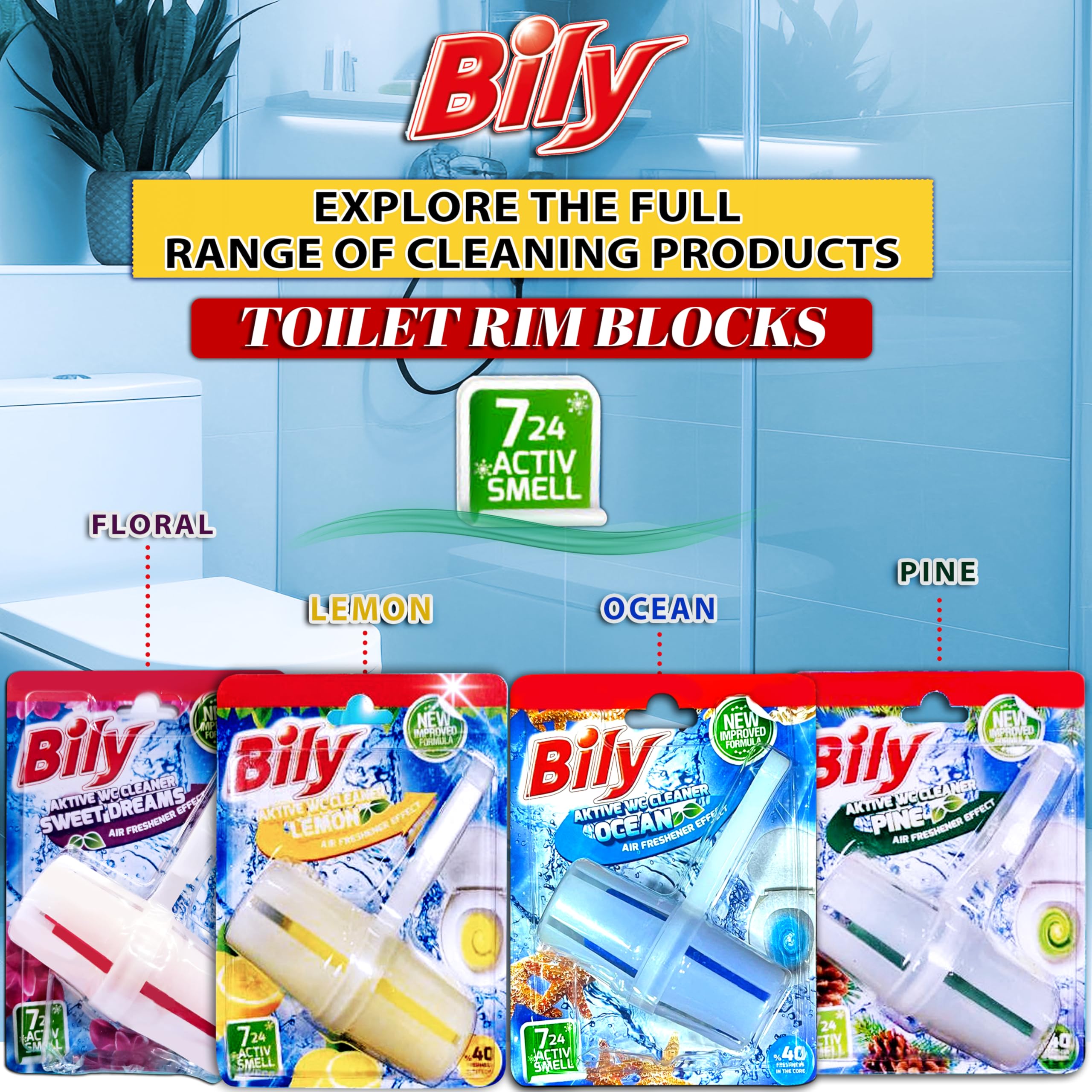 Bily Solid Toilet Rim Block Ocean | 3 * 40g Value Pack| Powerful Foaming and Cleaning | Prevents Limescale and dirt buildup | 24 * 7 Fragrance and Freshness| 4 Function Formula - Image 6 thumbnail