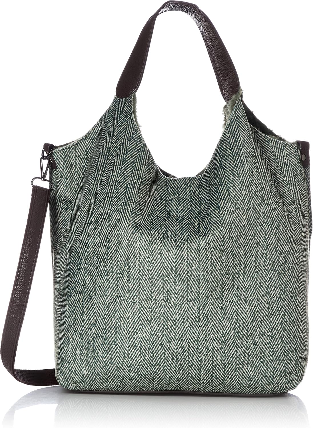 Bellish(ベリッシュ) Herringbone Pattern x Eco Fur 2-Way Bag with Pouch