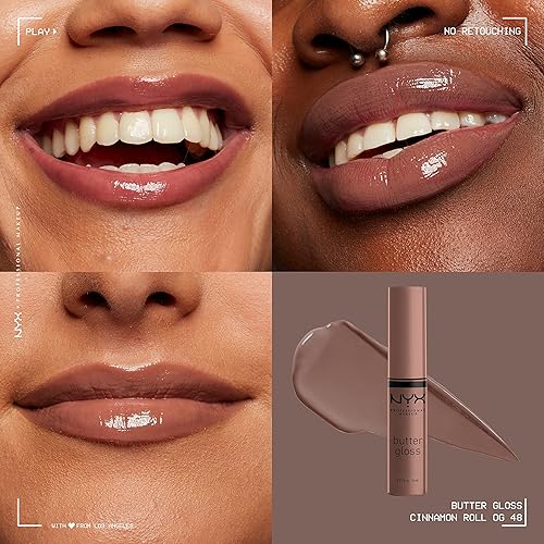 Miniatura 177 de NYX PROFESSIONAL MAKEUP Butter Gloss - Brillo de labios no pegajoso, tono marrón achocolatado (Ginger Snap)